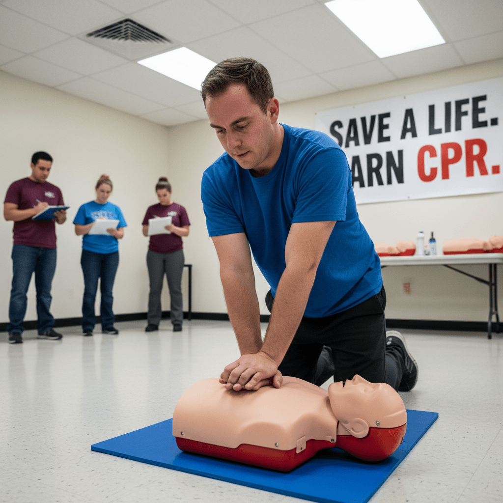 Instructor guiding hands-on CPR practice in Trenton
